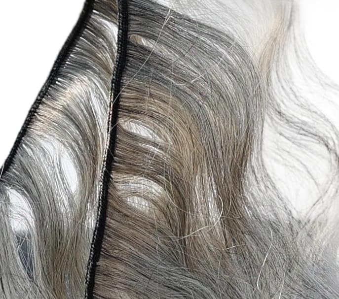 Salt & Pepper Wavy Natural Gray Indian Raw Hair Bundles - 10 Inch Variation of This Listing