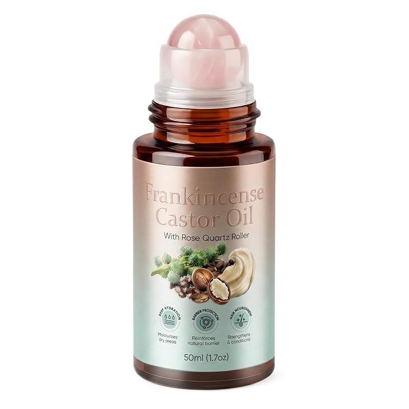 Variation 1: Cold-Pressed Organic Castor Oil & Frankincense Rose Quartz Roll-On, 50 mL