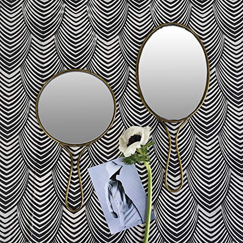 5010-14 Lena Round Hand Mirror, 10.5-inch Height, Brass,6 x 10.5 inches