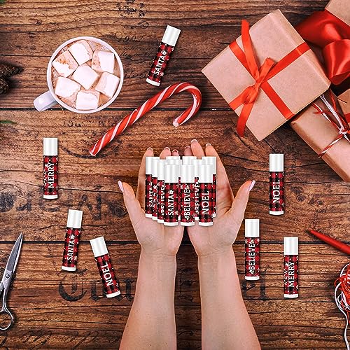 Sosation 40 Pcs Christmas Flavored Lip Balm Bulk Holiday Christmas Stocking Gift Set Celebrate Lip Balm Stick Beauty Lip Care