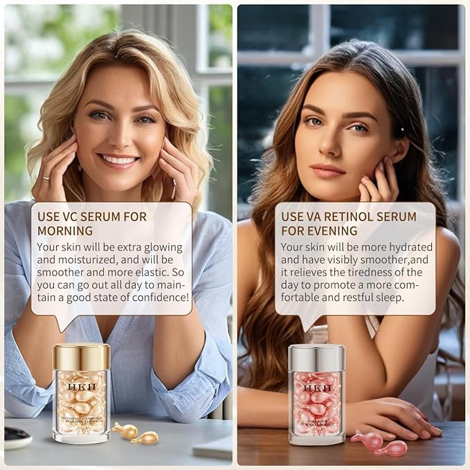 Vitamin C & Retinol Serum Capsules Set - 60 Travel-Friendly Single-Use Pouches