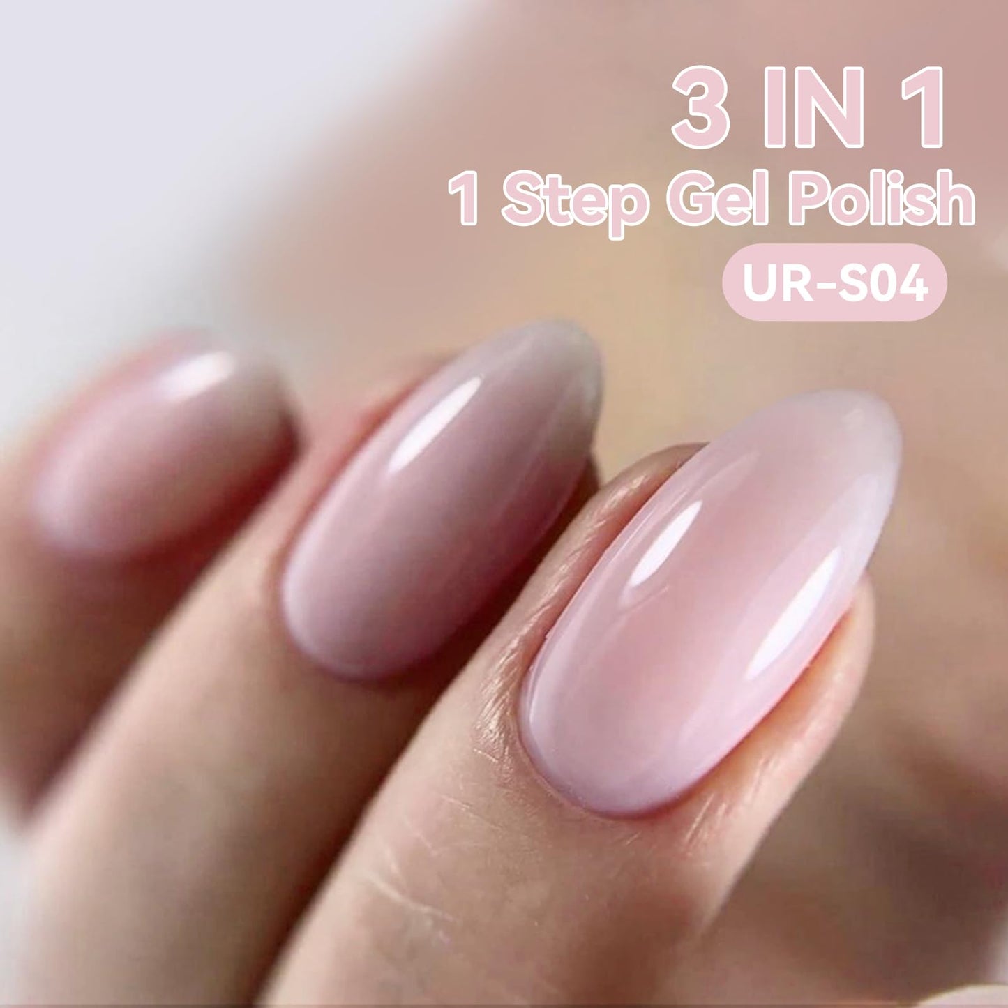 UR SUGAR Pastel Pink Gel Nail Polish - 12ml (0.4 Fl Oz) All-in-One Step Gel Polish Soak Off LED/U V Lamp DIY Salon Manicure at Home Long Lasting Glossy Finish Home Nail Salon Gift for Women & Girls