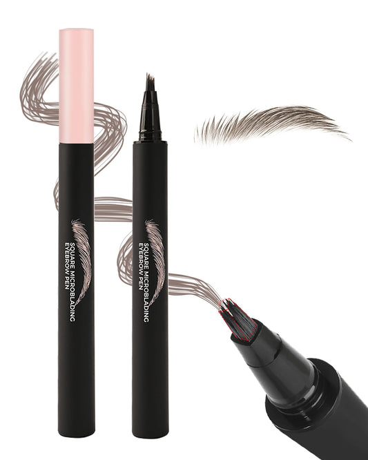 Microblading Liquid Eyebrow Pencil, Waterproof Smudgeproof Multiple Fork Tip Angled Wild Tinted Brow Pen,Filler Dye Eye Brow Pencil Thin Hair Like stroke for shaping,Women Makeup Last All Day-01 Brown
