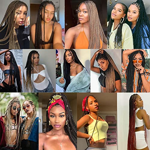 Unionbeauty 8 Packs 24 Inch Pre-Looped Box Braids Crochet Hair Natural Look
