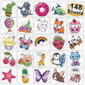 Tattoos for Kids - 148 Individually Sheets Mixed Styles Temporary Tattoos Stickers Set for Girls and Boys Birthday Party Supplies
