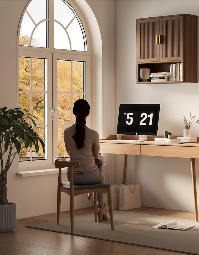 INNOD Walnut Over Toilet Bathroom Storage Cabinet with Adjustable Shelves