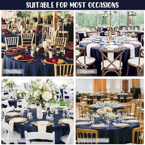 8-Pack 120 Inch Navy Blue Round Tablecloths - Premium Polyester, Elegant Wedding & Party Cover (Variation: Navy Blue, 120 Inch, 8)