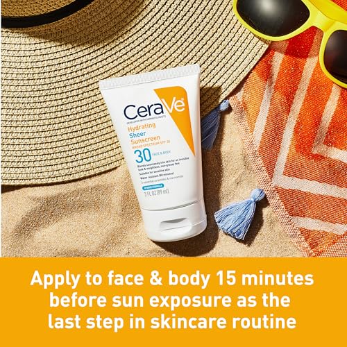 CeraVe Hydrating Sheer Sunscreen SPF 30 5oz - Water-Resistant, Sensitive Skin