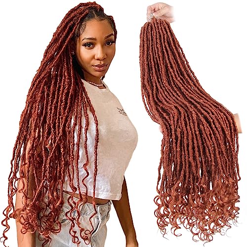 Niseyo Wild Locs 30 Inch Faux Locs Crochet Hair - 8 Packs Ginger Red