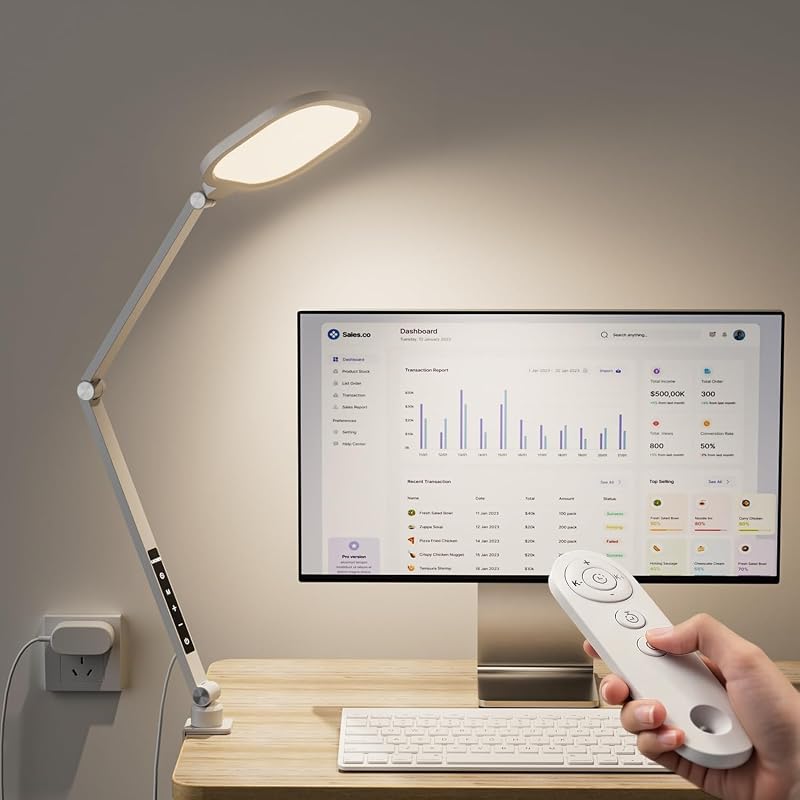 LED Desk Lamp for Home Office with Clamp — White Variation