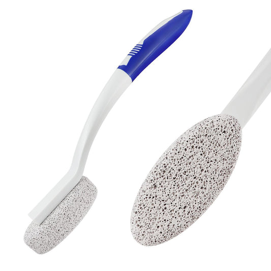 Long Handle Pumice Stone, Exfoliating Dead Skin Remover with 35cm Handle for Easy Foot Care - Suitable for Pedicure, Massage and Scrubbing