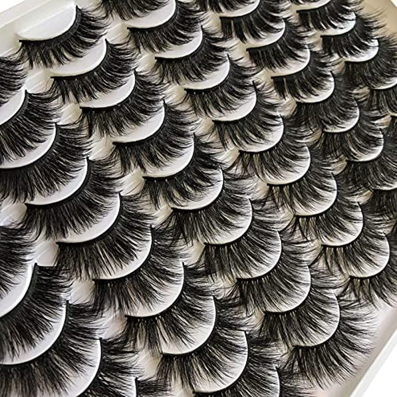 Gmagictobo False Eyelashes 30 Pairs Pack Faux Mink Lashes 20MM Long Dramatic 6 Styles Mixed 5D Medium Volume Thick Fake Eyelashes Soft Crossed Makeup Eye Lashes