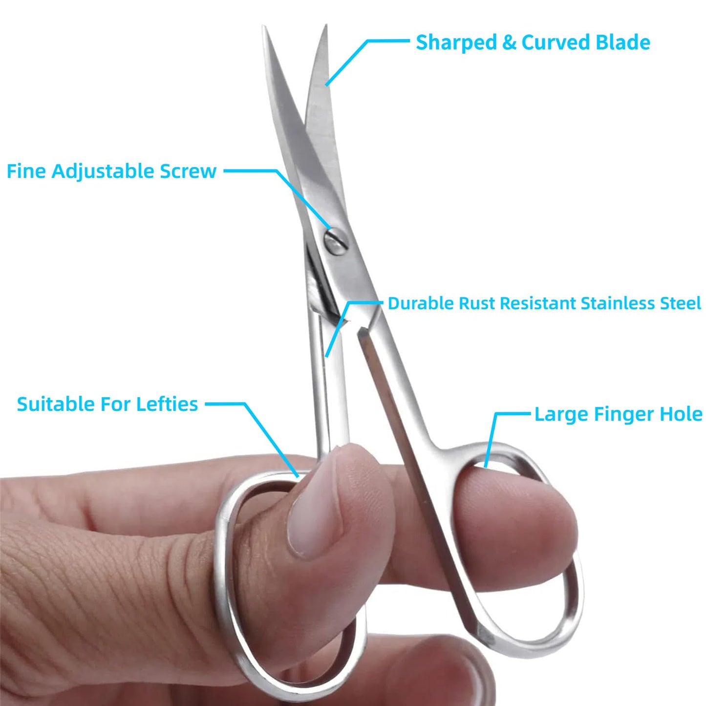 Cuticle Nipper, Curved Cuticle Scissors, Cuticle Remover Trimmer Pusher Nippers, Precision Manicure Scissor Nail Cuticle Trimmer, Professional Stainless Steel Nail Scissors for Cuticle Care - 4Pack