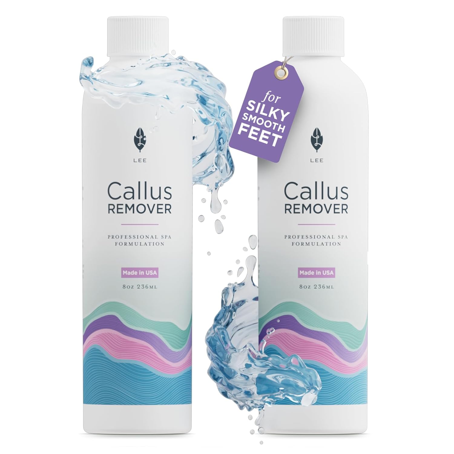 Lee Beauty Professional Callus Remover for Feet - Original, Powerful Formulation - Extra Strength Gel, Home Pedicure Foot Spa Results - Cracked & Dead Dry Skin Supplies - 8 Oz