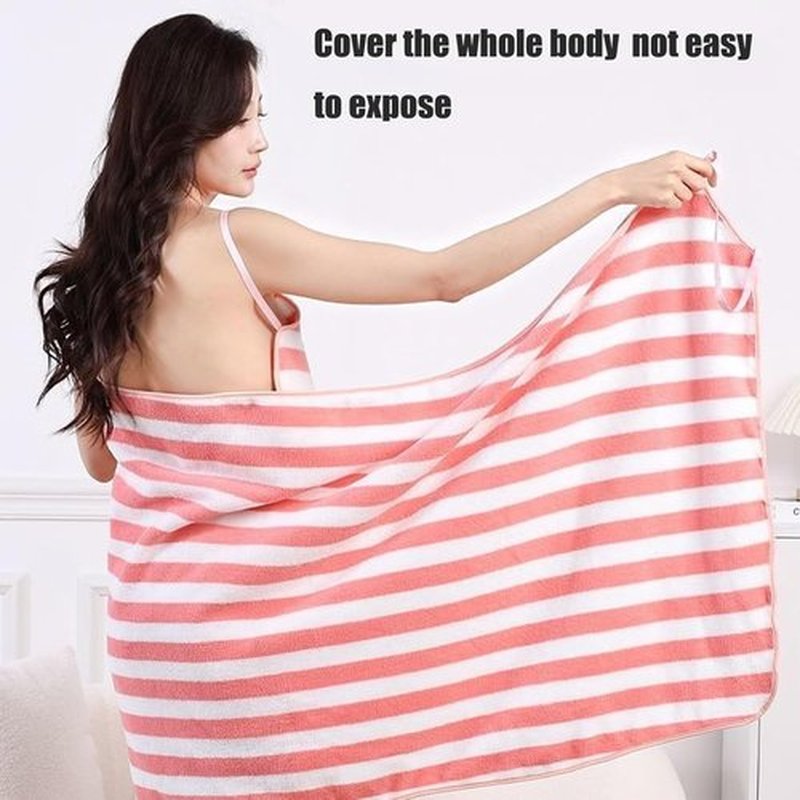 GlowWrap Towel with Straps, Chic Cache Glow Wrap Towel, Wearable Towels Dress Absorbent Bath Robe, Stays Secure No Slipping (Black Stripes,X Large)