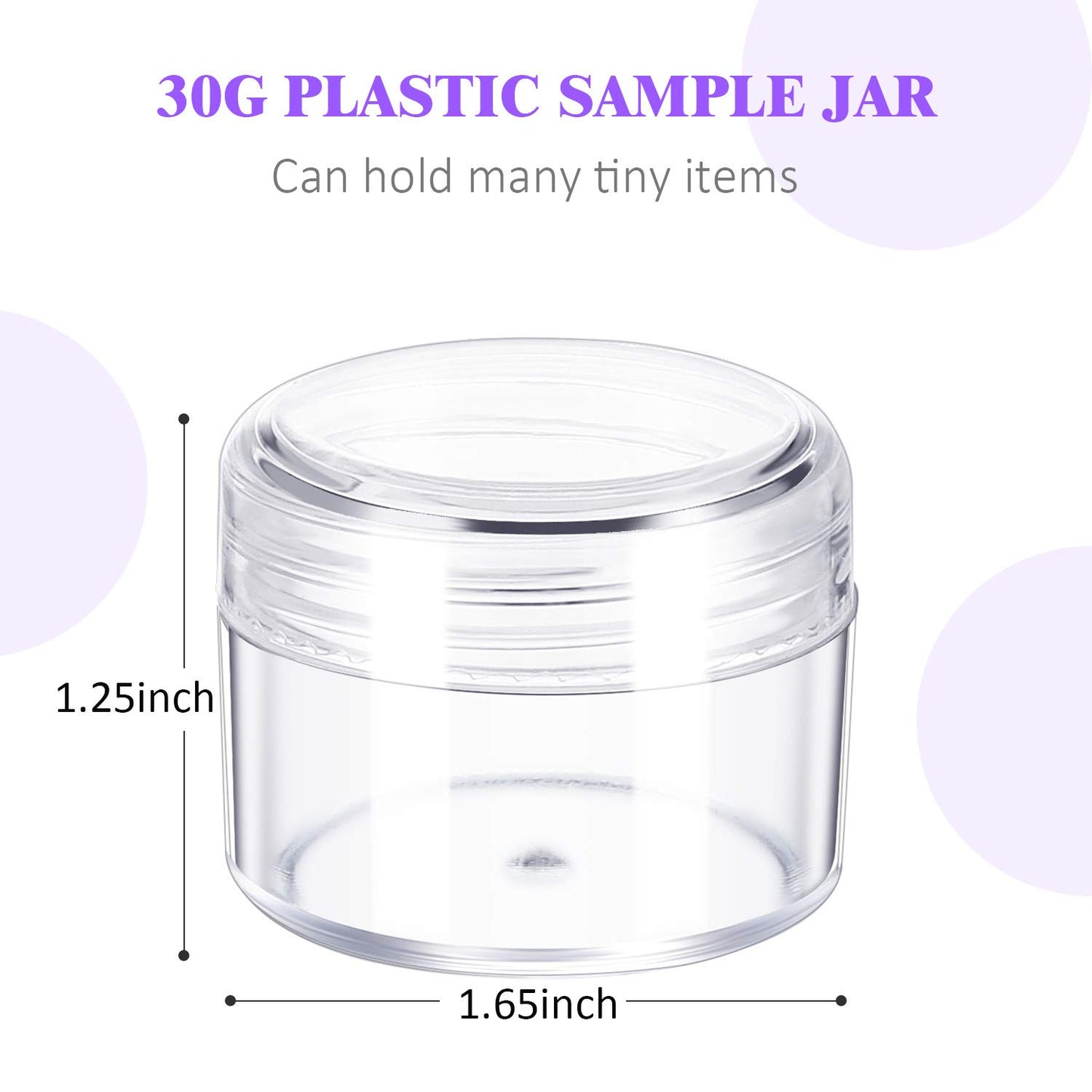 Boao 50 Pieces Empty Clear Plastic Pot Jars with Lids Round Sample Containers Mini Travel Jars for Storage of Ear Studs Ear Ring(30 ml/30g)