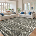 Black 8x12 Moroccan Style Area Rug - Washable Non-Slip Living Room Carpet