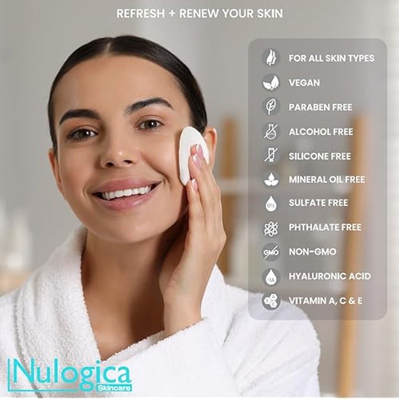 Cleansing Pads | For All Skin Types | Vegan | Alcohol Free | Hyaluronic Acid | Vitamin A, C & E
