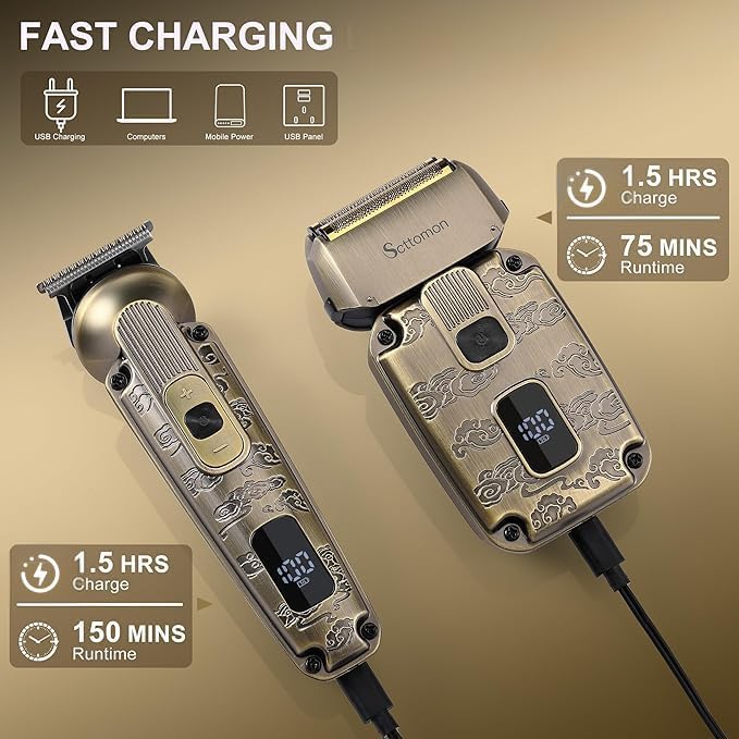Men's Electric Foil Shaver & Beard Trimmer Kit Waterproof Cordless Grooming