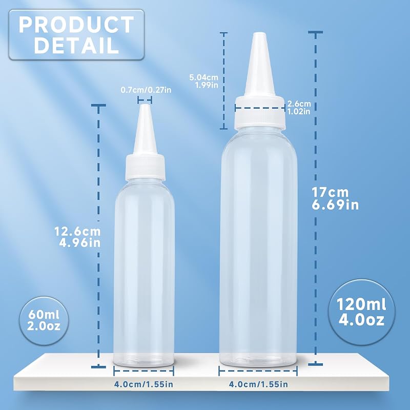Clear Plastic Bottle Set with Twist Top Cap, 4 oz, BPA-Free – 24 Pack with Labels