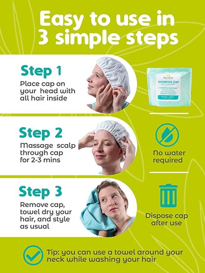 No Water Rinse-Free Shampoo Cap 24 Pack - Microwavable Hair Wash Caps for Travel & Hair Care - Variation of 24 Count