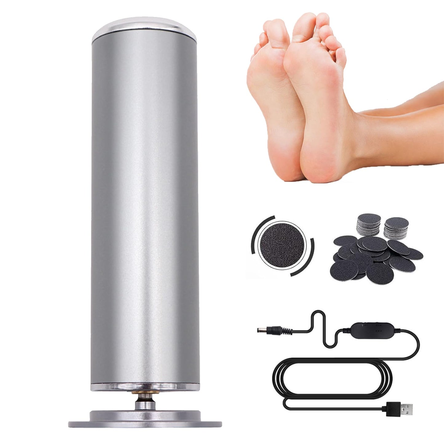 Avalaine Electric Foot Callus Remover, 2025 Upgraded Rechargeable Pedicure Tool, The Original Electric Callus Remover, Adjustable Speed, for Dead Skin & Cracked Heels, for Men & Women (Gray)