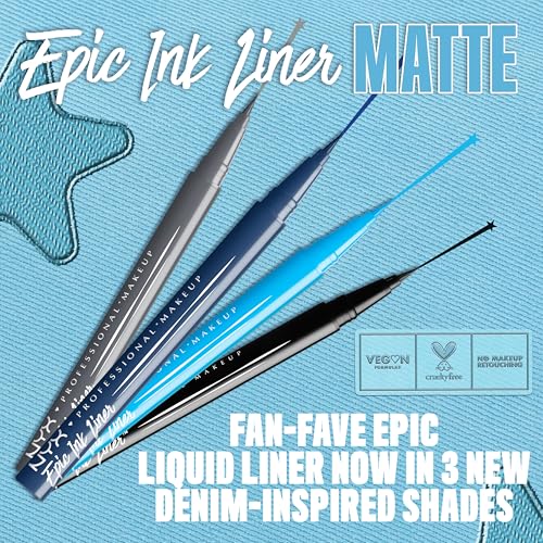 NYX PROFESSIONAL MAKEUP Epic Ink Liner, Waterproof Liquid Eyeliner - Black, Vegan Formula