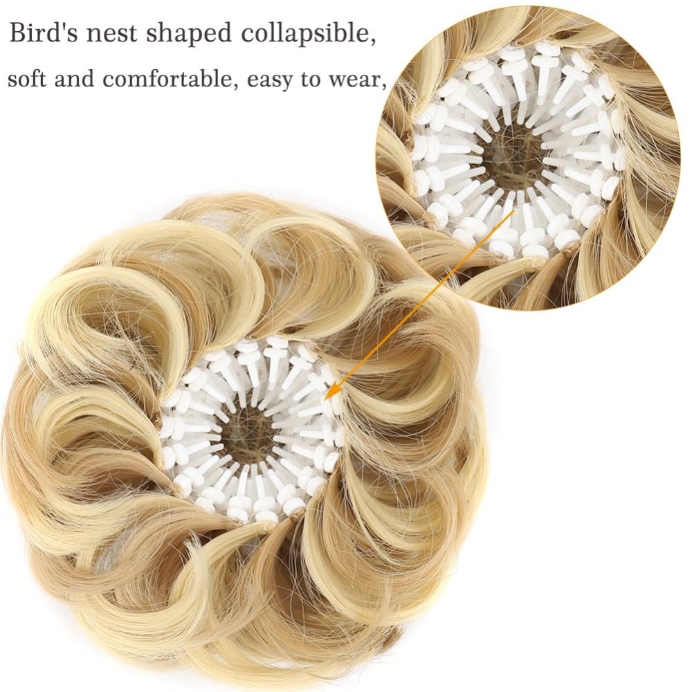 Bun, Synthetic Messy Bun Extensions,Fluffy Chignon, Bird's Nest Design, Retractable Wavy for Women(Dark gray)
