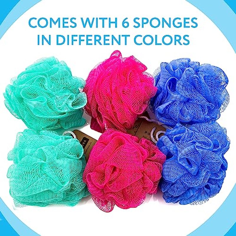 IMPRESA Mesh Bath & Shower Loofah Sponges - 5-Inch - Pack of 6 Gentle Exfoliating Body Scrubber & Bath Pouf - Home & Travel Loofah Pack - Durable Quick-Dry Shower Sponge