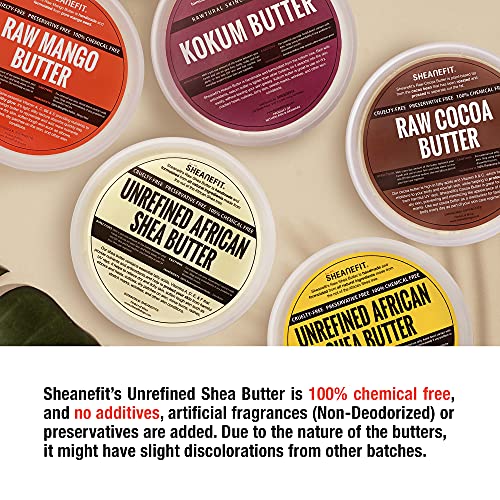 Sheanefit Raw Unrefined African Shea Butter in Containers Great Moisturizer, Hair Mask, Soften Tough Skin (Yellow - 16 Oz)