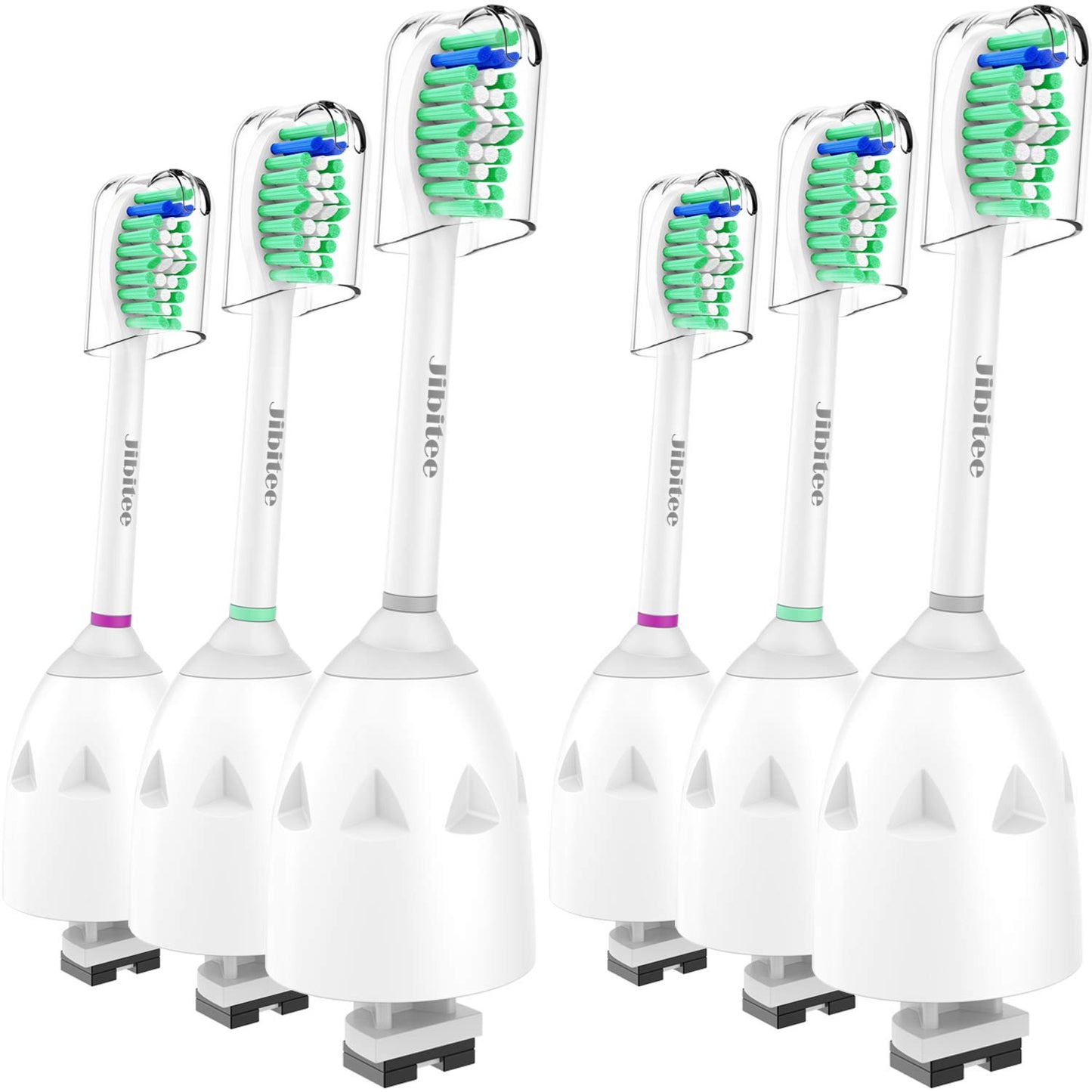 Jibitee Replacement Brush Heads Compatible with Philips Sonicare E-Series HX7022/66, fit Screw-On Electric Toothbrush Handles, 6 Pack
