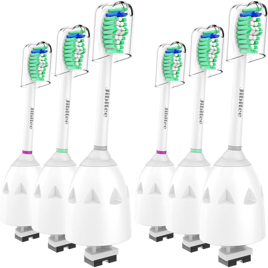 Jibitee Replacement Brush Heads Compatible with Philips Sonicare E-Series HX7022/66, fit Screw-On Electric Toothbrush Handles, 6 Pack