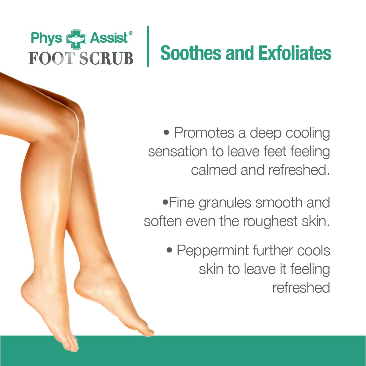 PhysAssist Tea Tree & Peppermint Foot Scrub 8 oz - Exfoliating & Cooling Relief for Tired Feet