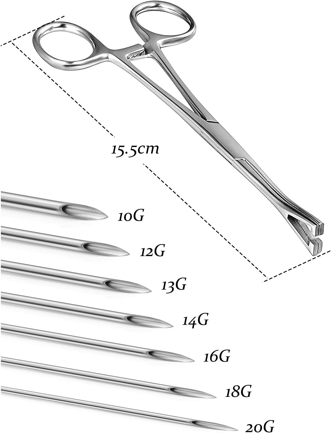 316L Surgical Steel Body Piercing Tools Kit - 9 Styles for Nose, Septum, Lip, Tongue & More