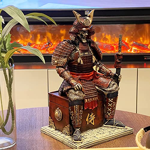 LOOYAR Red Gold Medieval Samurai Undead Warrior Resin Statue (15.4"H) – Hand Painted, Eco-Friendly
