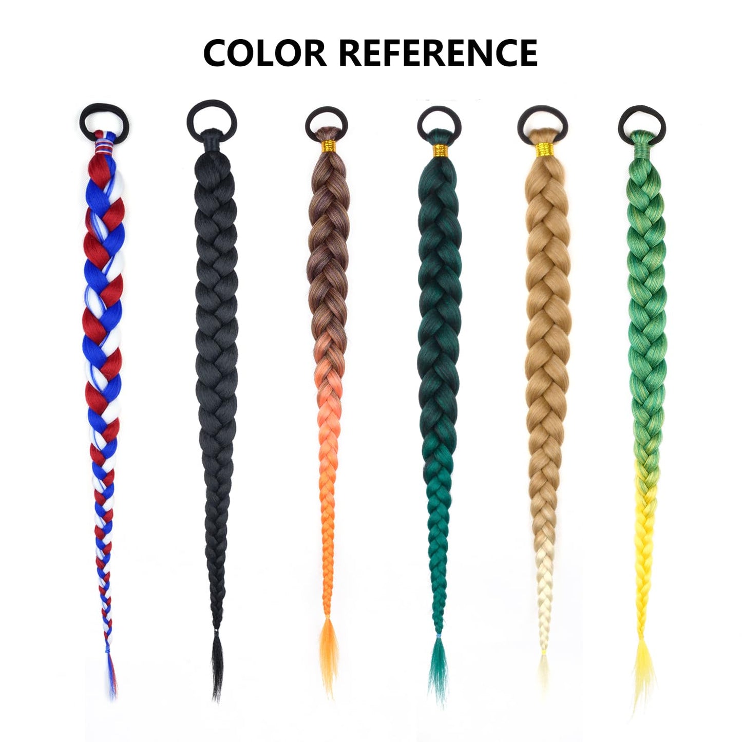 Black Ponytail Extension 2 Pack Braid Ponytail Extension with Elastic Tie Straight Sleek Wrap Around Braid Hair Extensions Ponytail 26 Inch (Black#)