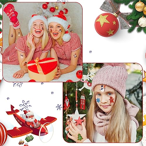 Nosiny 240 Pcs Christmas Temporary Tattoos Snowflake Winter Glitter Tattoos Santa Snowflake Sticker Tattoo Winter Apparel Accessories for Body Face Kids Women Party Favors