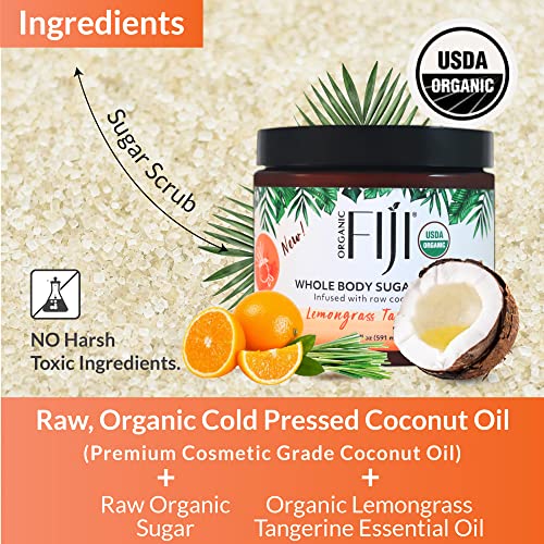 Organic Fiji Lemongrass Tangerine Body & Face Scrub - 20 oz with Coconut Oil - Variation of THIS listing