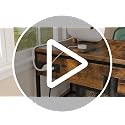 Mini Fridge Stand with Drawer & Power Outlet - Rustic Brown & Black