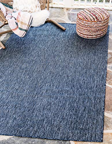 Unique Loom 5'3 x 8' Indoor/Outdoor Heathered Area Rug - Blue/Navy