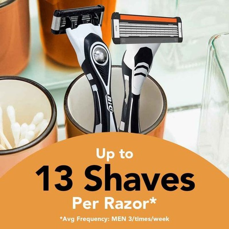 BIC Flex 5 Refillable Men's 5 Blade Razors Refills, Durable Blades, Precision Edging, 12 Refill Cartridges