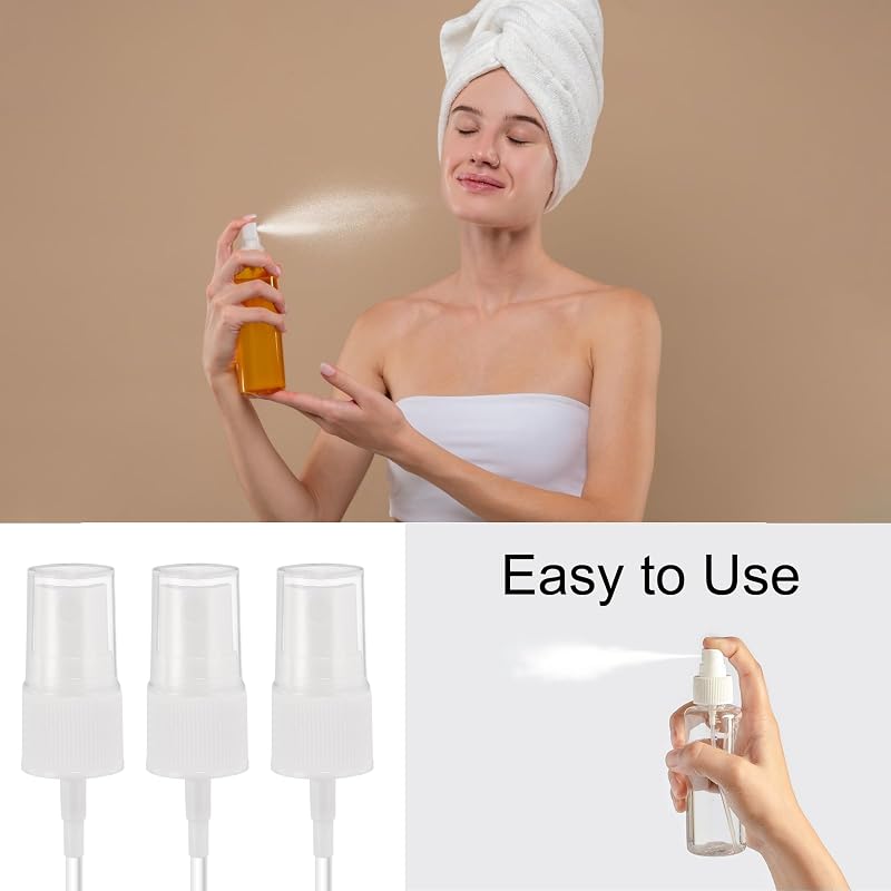 Fine Mist Spray Top 20/410 Replacement Nozzles – 50 Pcs, Clear Lid