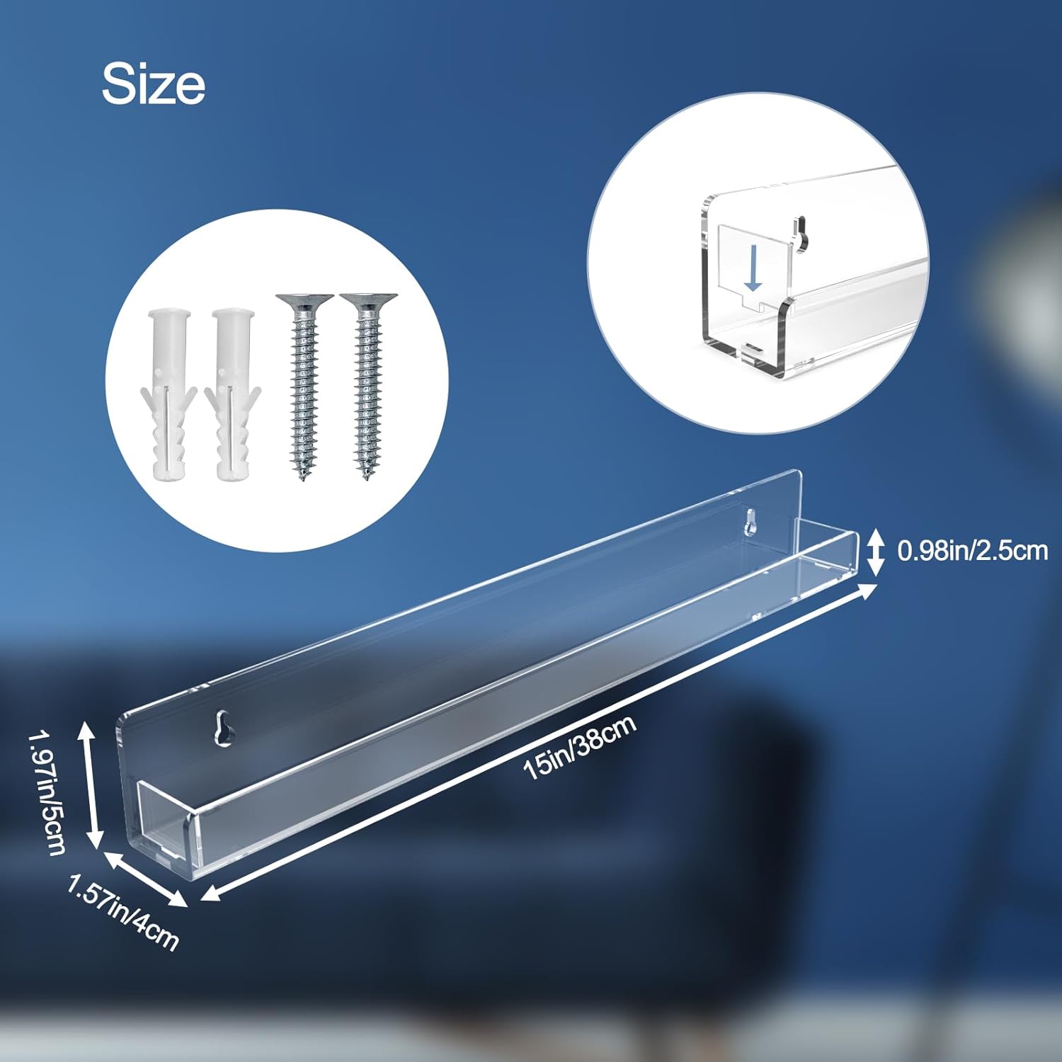 15-Inch Acrylic Nail Polish Shelf - Multi-Purpose Floating Rack for Beauty Salons & Retail