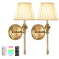 Battery Operated Wall Sconces - 2 Pack with Dimmable LED, Remote, 10000mAh, 3000K-6000K (Dull Bronze)