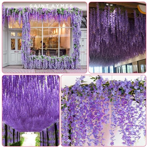 Purple Wisteria Hanging Flowers - 150 Pack Artificial Garden Decor