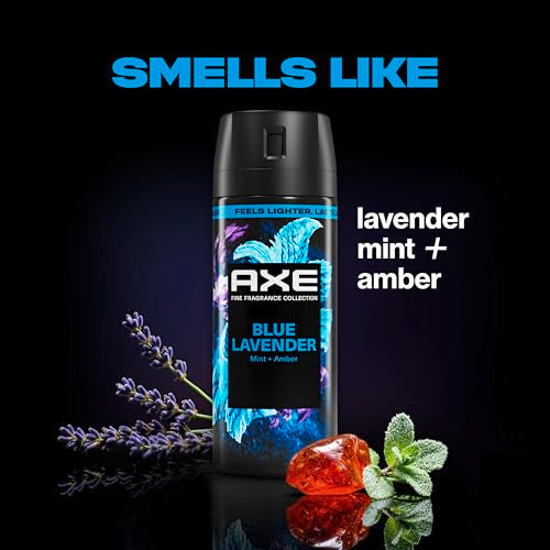 Axe Blue Lavender Body Spray for Men, 3 Pack, 2.9 oz – Long-Lasting Fragrance