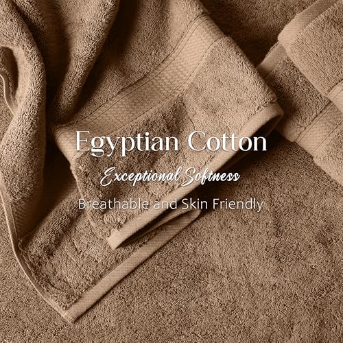Egyptian Cotton 6-Piece Towel Set - Latte Ultra Plush & Absorbent