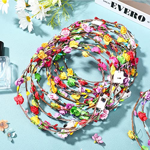 LED Flower Crowns Headbands - 50pcs Glow in The Dark Rose Hairbands for Women