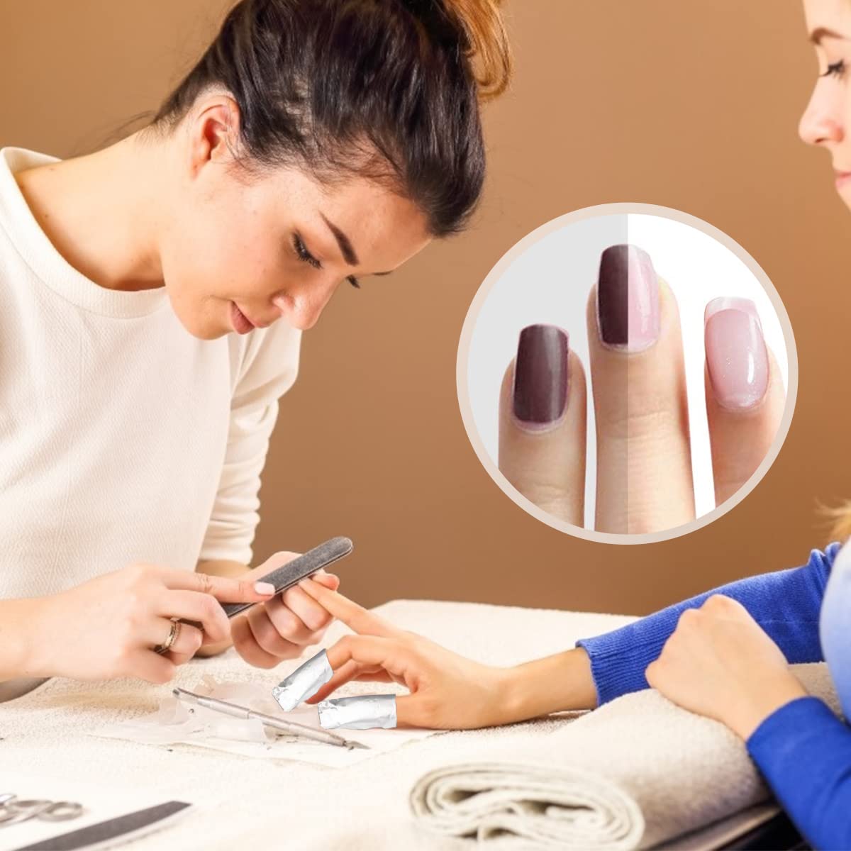 1000Pcs Nail Polish Remover Nail Polish Foil Wraps, Nail Wraps Remover with Cotton Pad,Gel Nail Polish Remover Foil Wrap,Tin Foil Nail Wrap Gel Polish Removal Tool Kit (1000PCS)