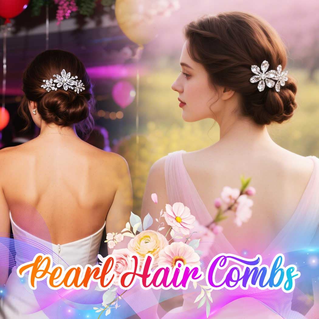 Bessney Silver Crystal Bridal Hair Comb Pearl Wedding Hair Piece Rhinestone Hair Accessories for Women